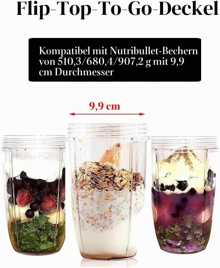 2 Stück Flip-Top-To-Go-Deckel, Verschlussdeckel für Mixer, Entsafter-Zubehör, Becherdeckel, kompatib