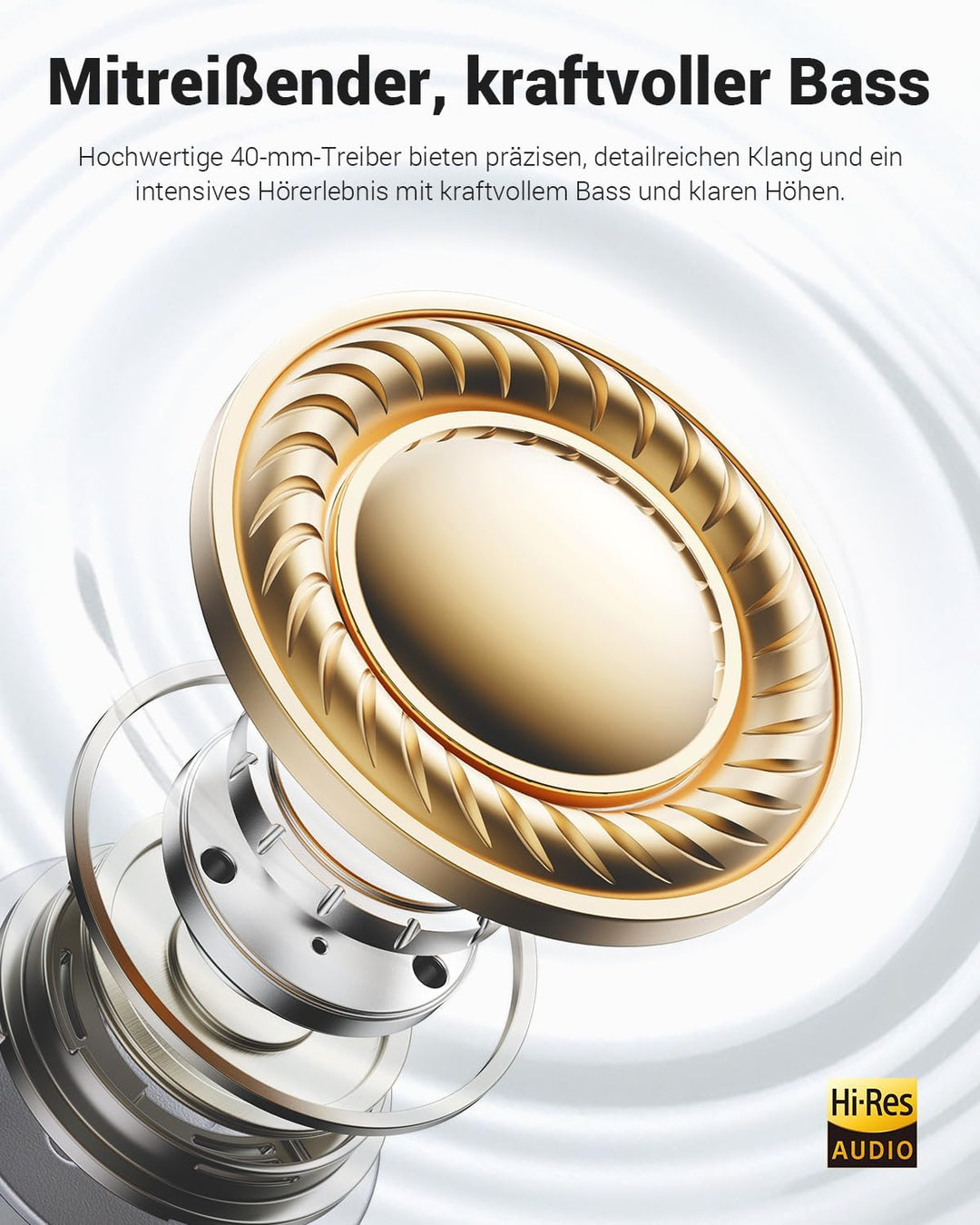 Wentronic Y01 Kabellose Over-Ear-Kopfhörer, Geräuschreduzierung, Bluetooth 5.3-Kopfhörer mit Mikrofo