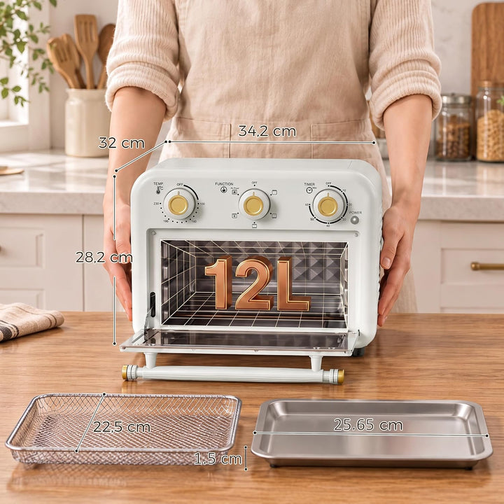 HOMCOM Heissluftfritteuse 12 Liter Mini Backofen mit Umluft 5 Programme