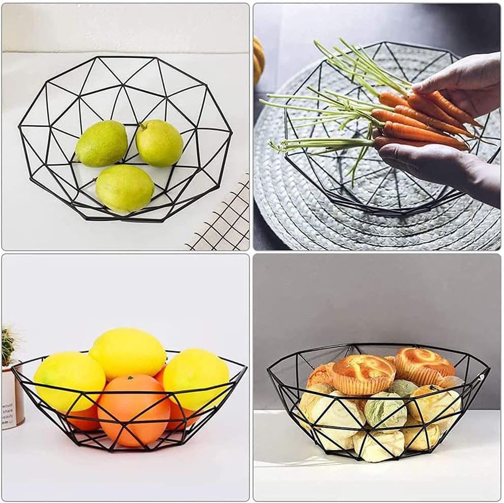 Obstschale Schwarz Rund Obstschalen, Moderne Obstschalen aus Metall, Modern Fruit Basket Bowl Obstau