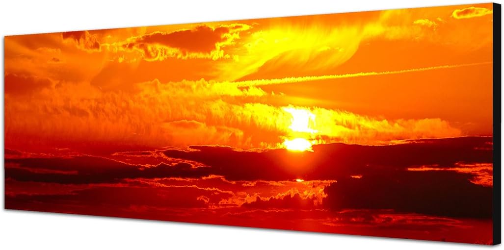 Paul Sinus Art Panoramabild auf Leinwand und Keilrahmen 150x50cm Wolkenhimmel Sonnenuntergang