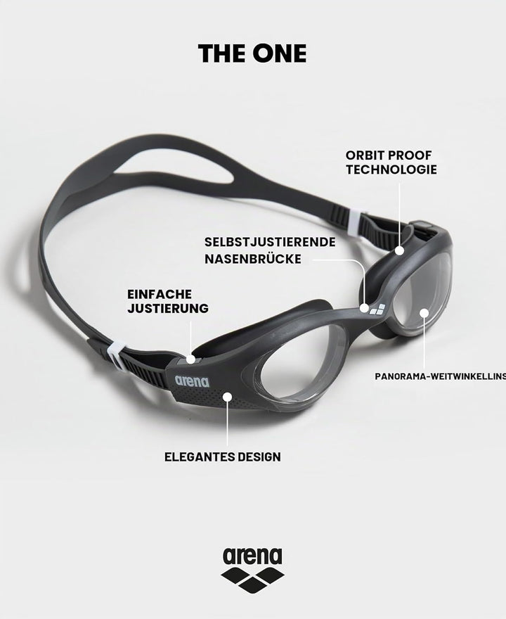 Arena The One Anti-Fog Schwimmbrille Unisex für Erwachsene, Schwimmbrille mit Breiten Gläsern, UV-Sc