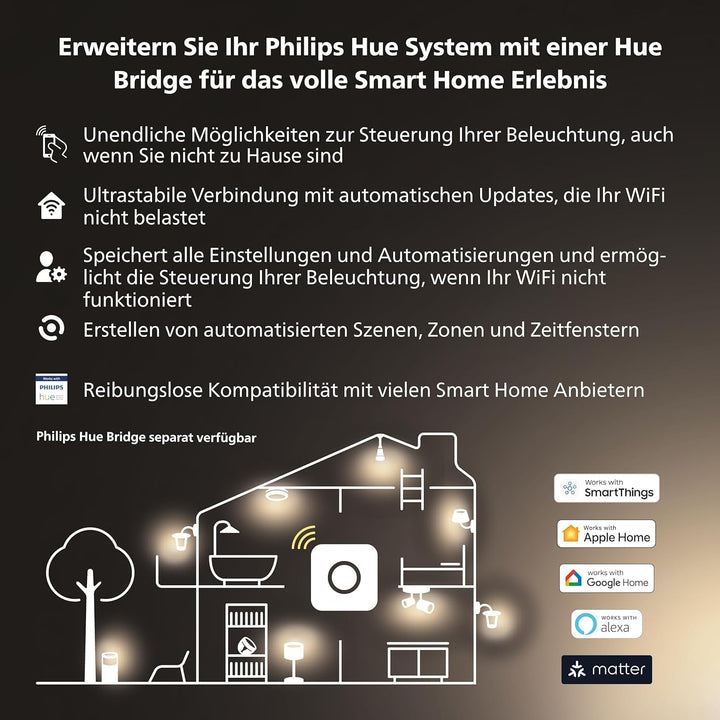 Philips Hue White Ambiance E27 LED Leuchten 4-er Pack, 4x800, dimmbare LED Lampen für das Hue Lichts
