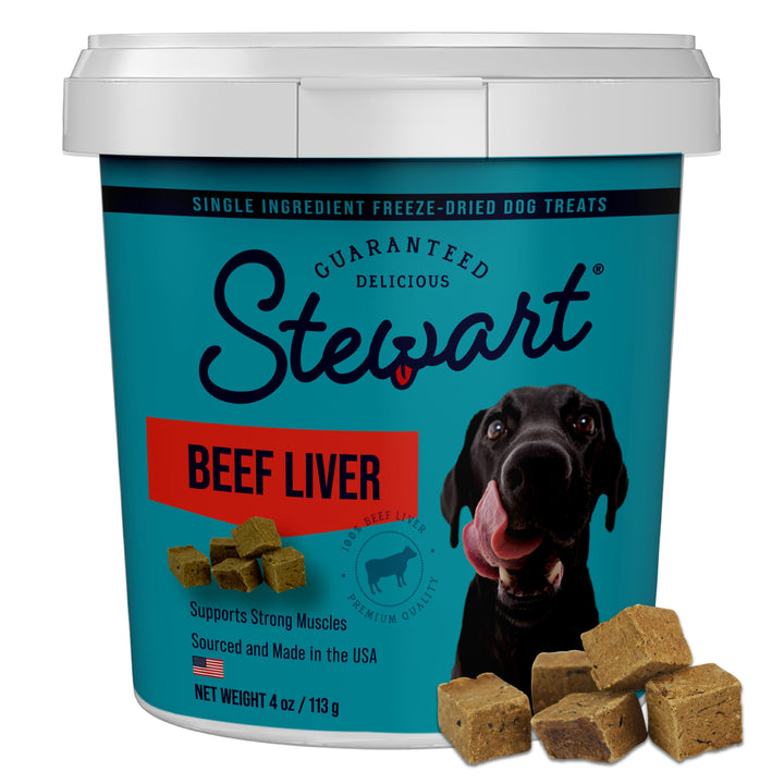 Stewart Gefriergetrocknete Hundeleckerlis, Rinderleber, getreidefrei und glutenfrei, wiederverschlie