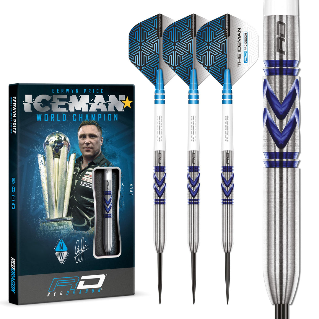 RED DRAGON Gerwyn Iceman Price Avalanche Pro Premium Tungsten Darts Set mit Flights und Stielen 21.0