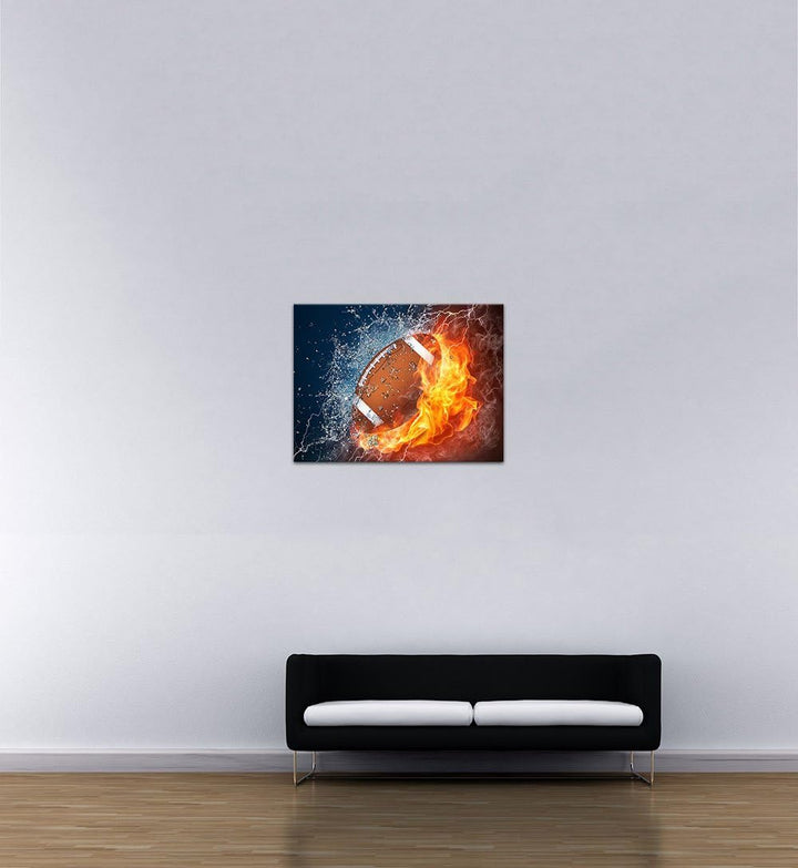 Bilderdepot24 Bild auf Leinwand | Football - Feuer und Eis in 70x50 cm als Wandbild | Wand-deko Deko