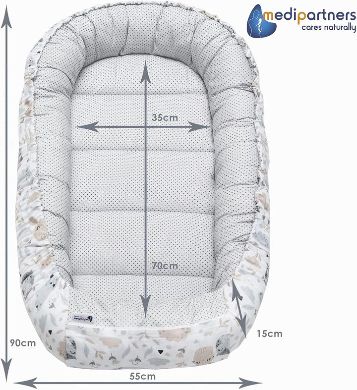 Medi Partners Babynest Kuschelnest Babynestchen 100% Baumwolle Nestchen Reisebett für Babys Säugling