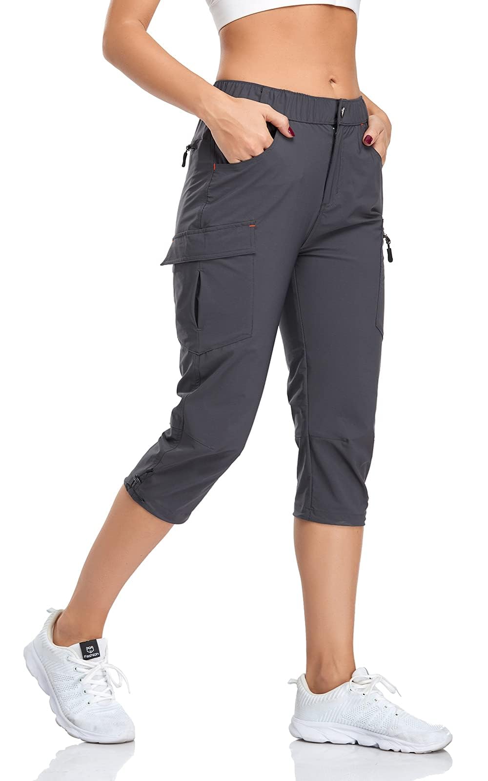 GymBrave Damen-Cargohose, schnelltrocknend, Outdoor-Camping-Caprihose, wasserabweisend, LSF 50, mit