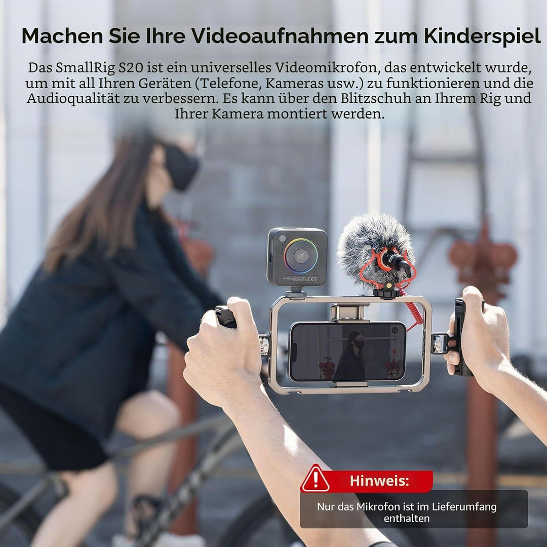 SMALLRIG Videomikrofon, Dual Input Videomic, mit Stossdämpfung Shock Mount, 3.5mm TRS/TRRS Richtmikr