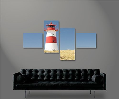 islandburner Bild Bilder auf Leinwand Leuchtturm Nordsee Dünen 4L XXL Poster Leinwandbild Wandbild D