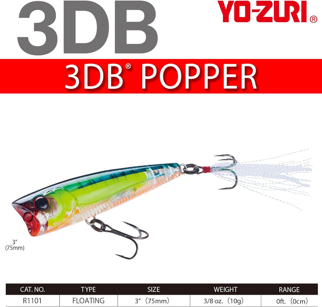 Yo-Zuri Schwimmender 3DB Popper 3-Inch Prism Shad, 3-Inch Prism Shad