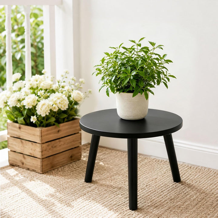 Pflanzenhocker aus Holz, Blumenhocker für Innen &amp; Balkon, Pflanzenständer Stabil Rund, Blumenständer