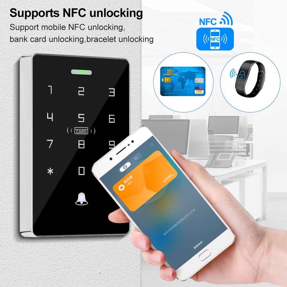 FTes RFKits IP68 wetterfestes NFC Dual-Frequenz-Zugangskontrollsystem mit 5 ID-Schlüsselanhängern, 5