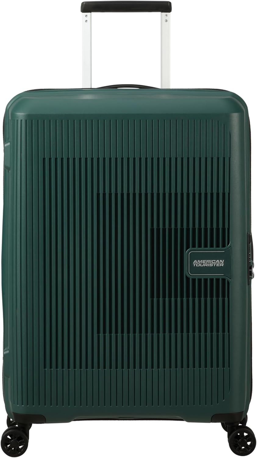 American Tourister Aerostep - Spinner M, Erweiterbarer Koffer, 67 cm, 66.5/72.5 L, Grün (Dark Forest