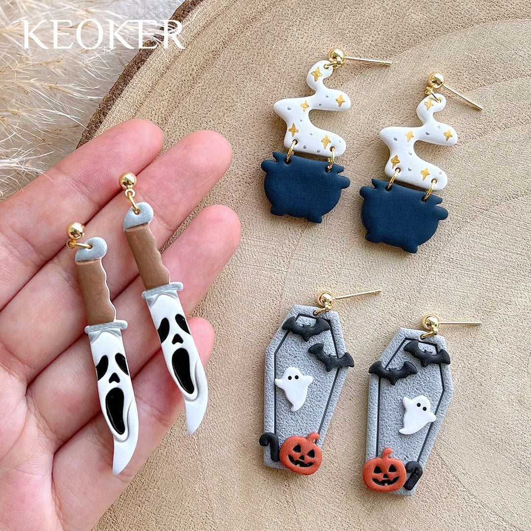 KEOKER Polymer Clay Cutters Halloween, Clay cutters for Halloween Earrings Making, 10 Shapes Hallowe