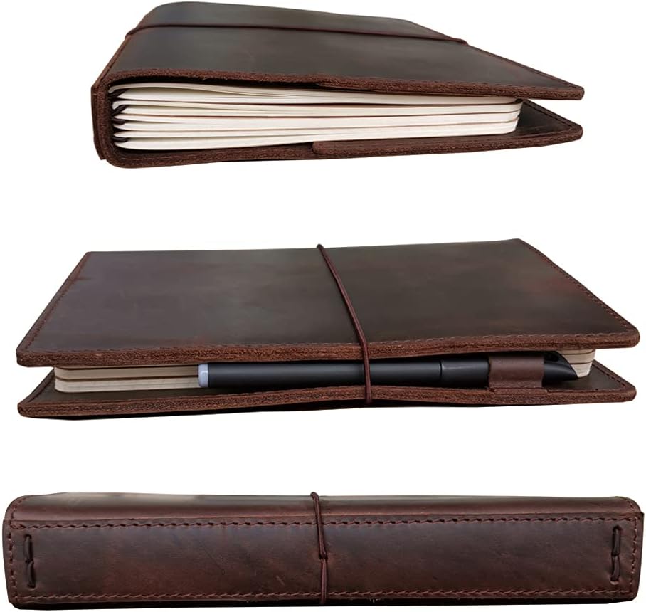 Travelers Notebook Cover with Inner Pockets, Card Slots and Pen Holder, A5, Dark Brown, A5