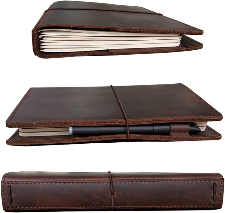 Travelers Notebook Cover with Inner Pockets, Card Slots and Pen Holder, A5, Dark Brown, A5