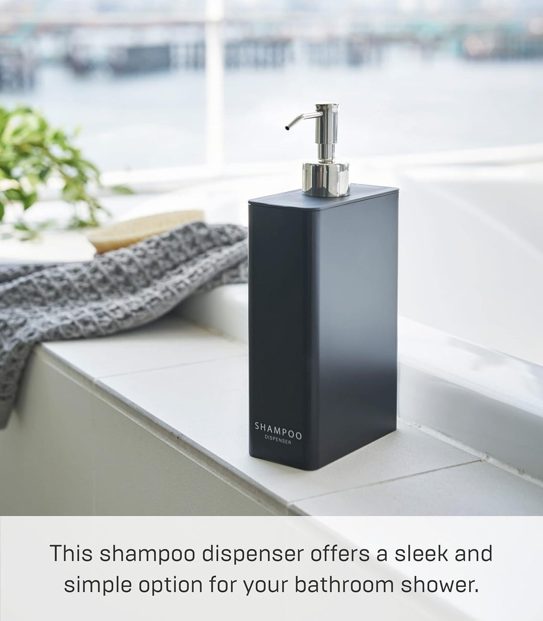 YAMAZAKI Shampoo Dispenser Spender für die Dusche, Moderne Flaschenpumpe, ABS-Kunststoff, Harz, Edel