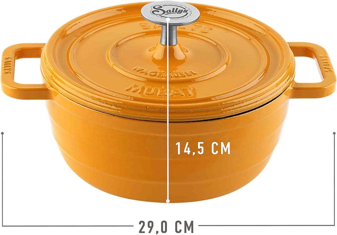 Sallys Medium Gourmet Gusseisentopf inklusiv mit Deckel, emaillierte Beschichtung, Für alle Herdarte