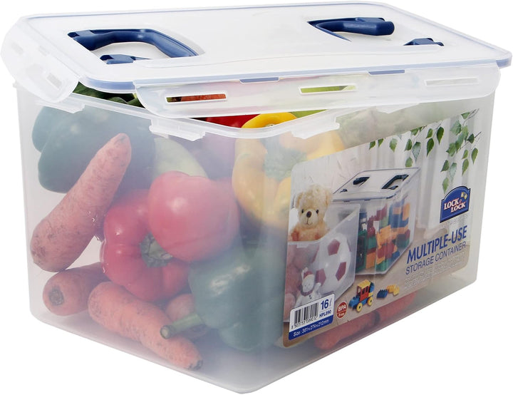 LocknLock PP CLASSIC Aufbewahrungsbox mit Deckel und Griffen | 16 L, 361 x 274 x 212 mm | 100 % Luft