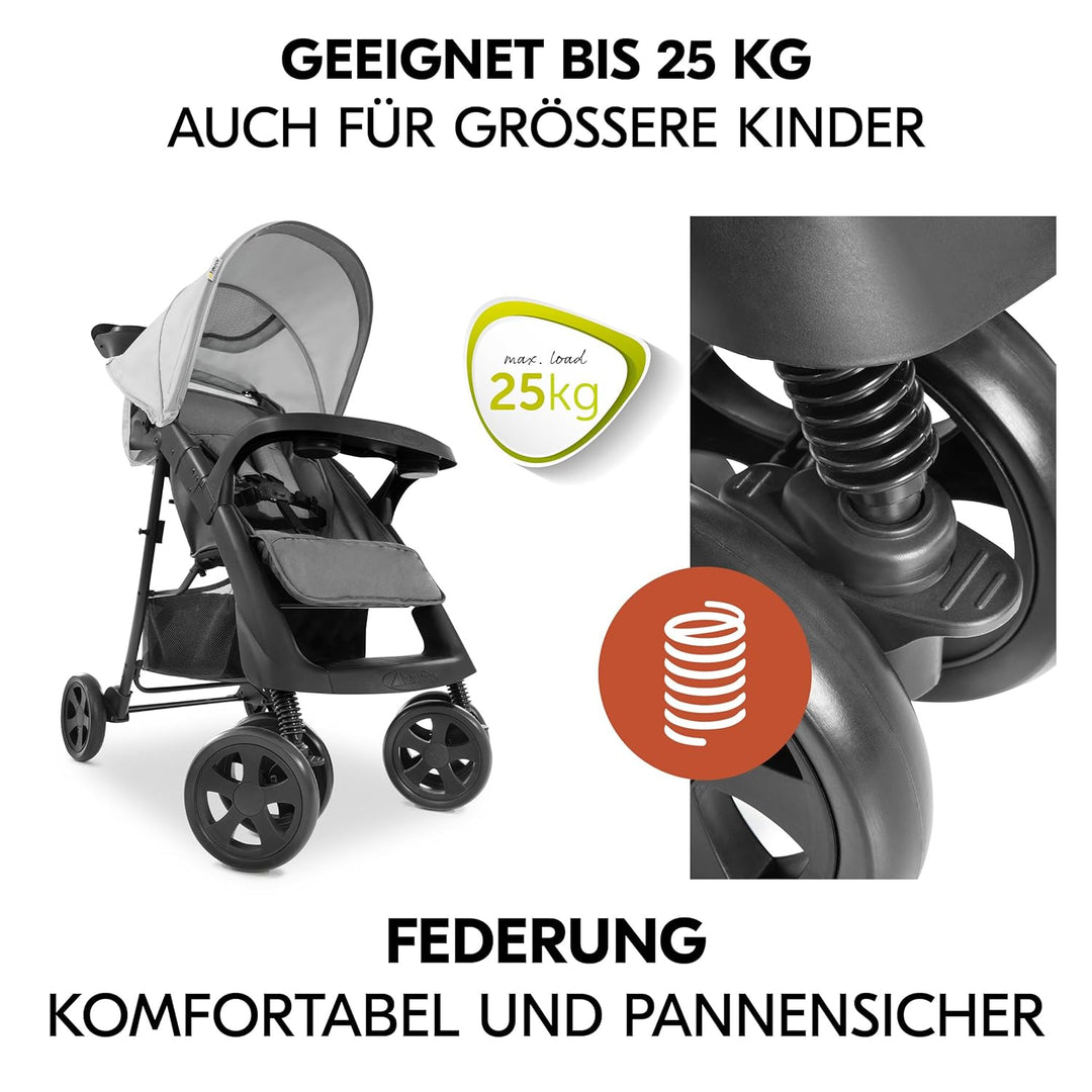 hauck Shopper Neo II Buggy inkl. Zubehör &amp; Fehn Spieltier - Grey | Sportbuggy mit Einhand-Faltmechan