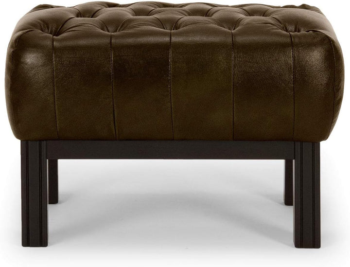 Woodkings® Chesterfield Hocker Kingsfield Echtleder antik braun Lederhocker Designhocker Federkern U