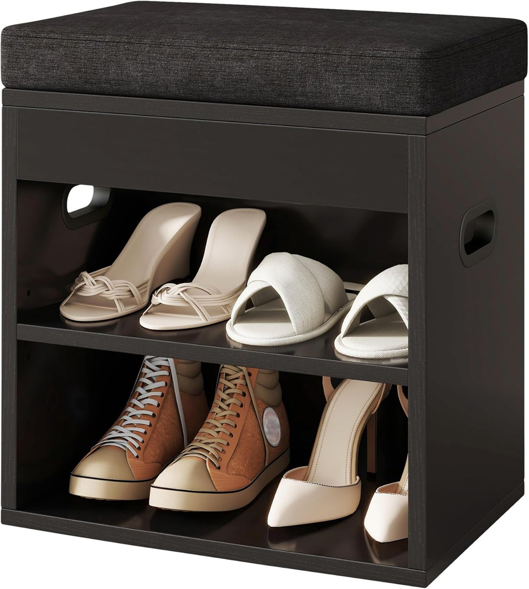 YMYNY Schuhbank mit Sitzfläche und Schublade, 2-Stufig Schuhschrank mit sitzbank, Schuhregal Klein m