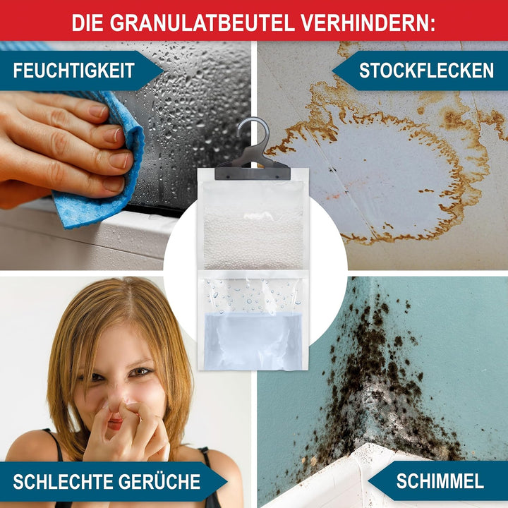 ONBEST XXL Luftentfeuchter Beutel 10x500 ml Beutel - Luftentfeuchter Set zum Aufhängen – Schrank Gra