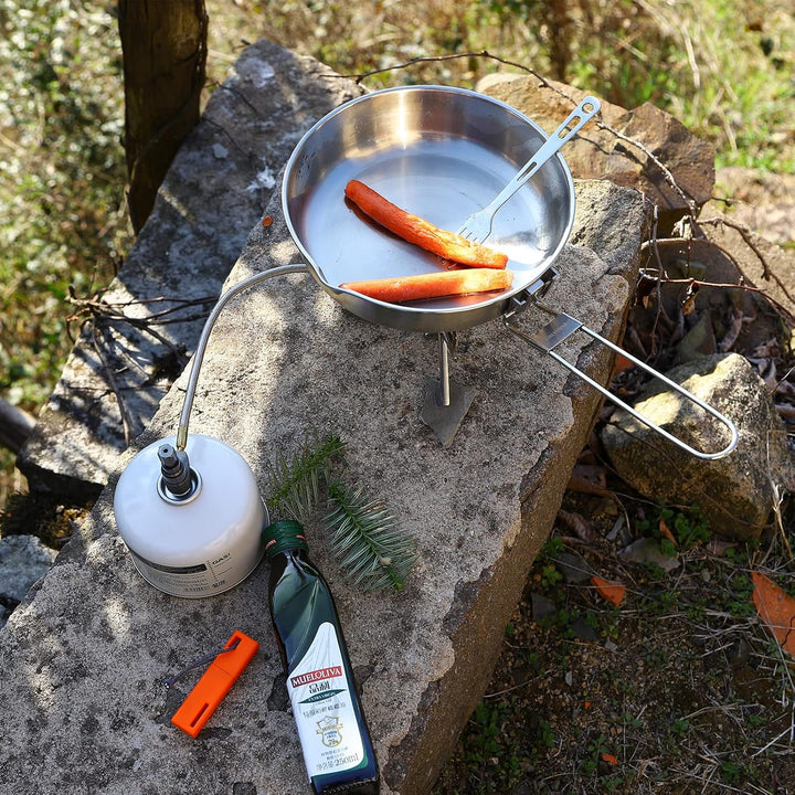 Fire-Maple Edelstahl Camping-Bratpfanne 1,4L Tragbares Kochgeschirr für Steak und Ei Omelettenpfanne