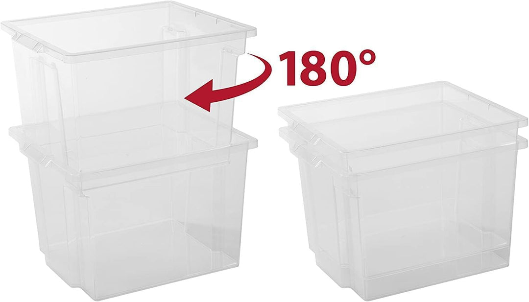 Iris Ohyama, 3er-Set, Aufbewahrungsboxen, 30 L, mit Deckel, stapelbar, Garage, Schlafzimmer, Wohnzim