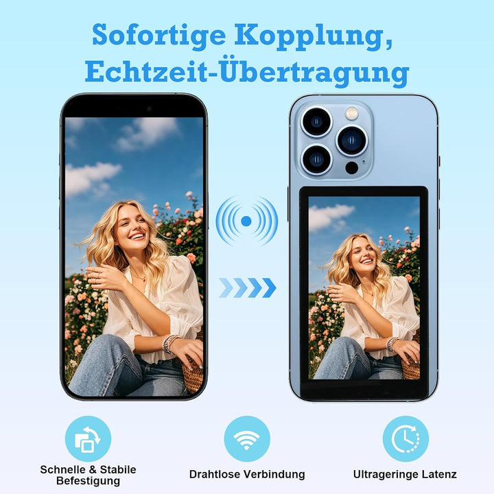 Handy Selfie Monitor, 3,97" Smartphone Rückkamera Magnetisch Selfie Monitor Bildschirm für iPhone un
