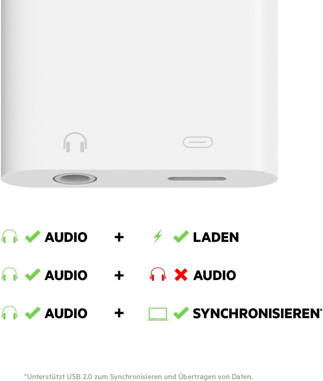 Belkin 3,5 mm Audio + Charge Rockstar (iPhone Aux-Adapter/iPhone-Ladeadapter), weiss 3.5mm audio + c