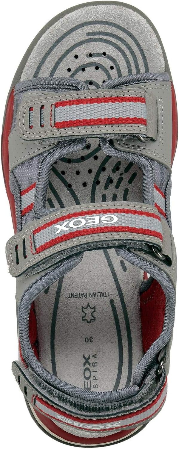 Geox Jungen J Borealis Boy DSandalen 28 EU Grau Grey Red C0051, 28 EU Grau Grey Red C0051