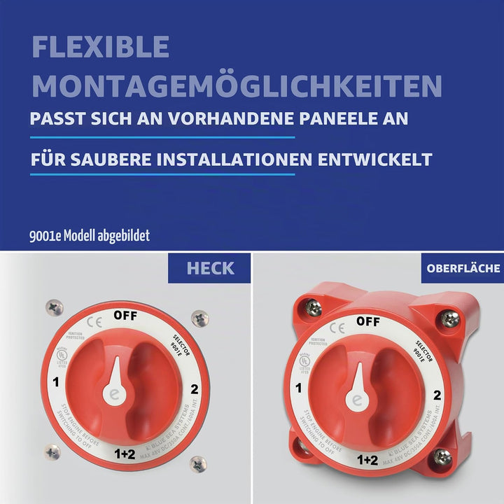 BLUE SEA 11001 BATTERY SWITCH E SERIES 3 POS W/AFD Selector 3 Pos. W/Afd, Selector 3 Pos. W/Afd