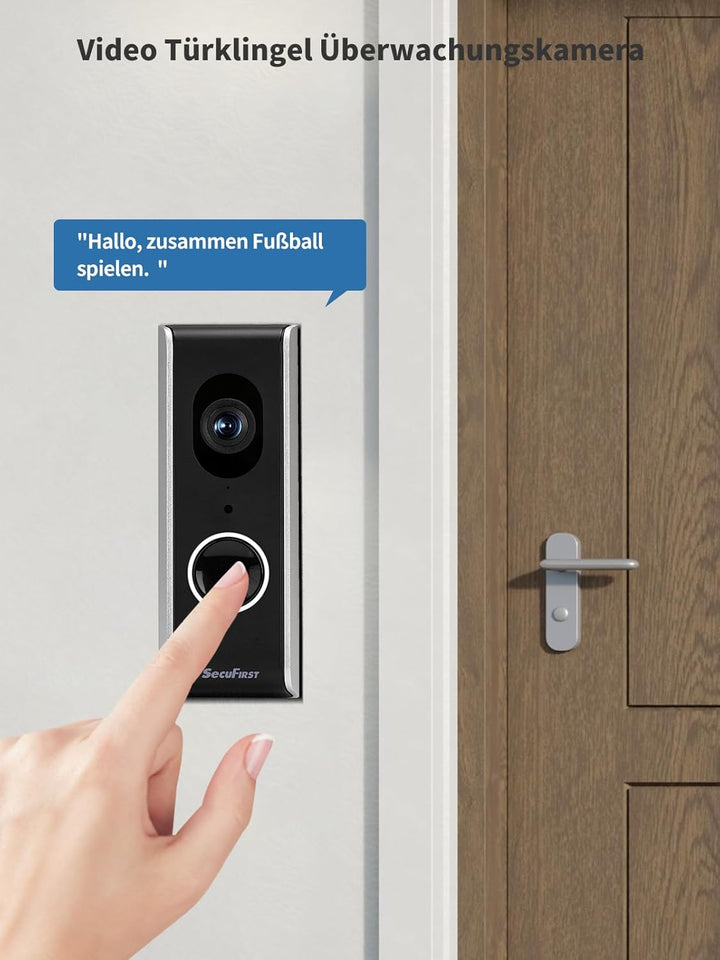 SecuFirst Türklingel mit Kamera mit Chime,Video Türklingel Kabelgebunden,WLAN Klingel Haustür Aussen