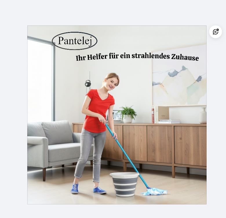 Pantelej Zusammenfaltbarer Silikoneimer 10 Liter inkl. 2 Verstärkungsringe, Wassereimer Langlebiger,