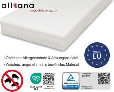 Allsana Allergiker Matratzenbezug 80x200x20 cm | Allergie Bettwäsche | Anti Milben Encasing | Milben