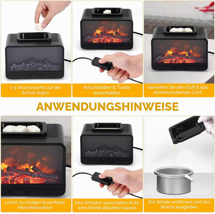 Wowlela Duftlampe Elektrisch, Kamin Duftlampe für Wachs, Elektrische Duftlampe mit Dimmen,Timing, Dy