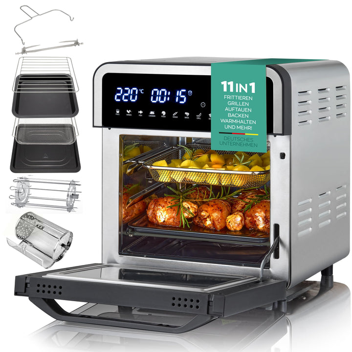 HEINRICHS Heissluftfritteuse Air Fryer mit digitalen LED-Display LCD Touch Display, 11 Pragrammen 18
