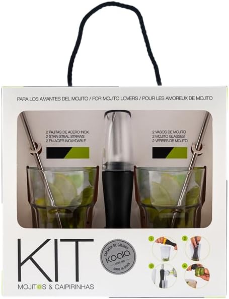 Koala Spain Kit Mojito und Caipirinha, Edelstahl Kristall PVC, Schwarz, 0 cm