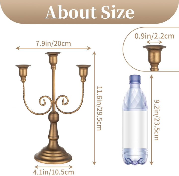 Sziqiqi Kerzenständer Kerzenhalter 3 Armig - 29.5cm Vintage Kerzenständer Dekorative Kerzenleuchter