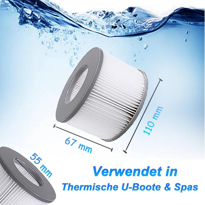KGC Ersatz Filterkartuschen für MSpa Filter, 6 Stück Ersatzfilter kompatibel mit Whirlpool MSpa Mode
