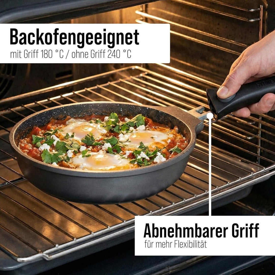 STONELINE SMART Pfannen und Töpfe Set 8-teilig, Aluguss Topfset mit Deckel, Abnehmbarer Griff, Kocht