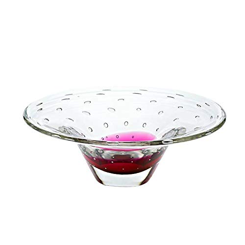 CRISTALICA Glasschale Dekoschale Obstschale Glas Transparent Rot Rubin 32 cm mundgeblasen