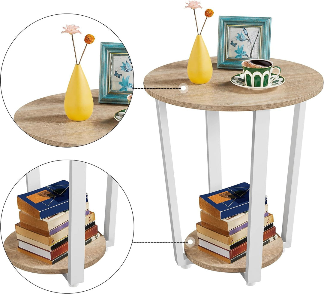 Yaheetech Nachttische 2 Set, Runder Beistelltisch, Ablagetisch für Wohnzimmer Schlafzimmer, Sofatisc