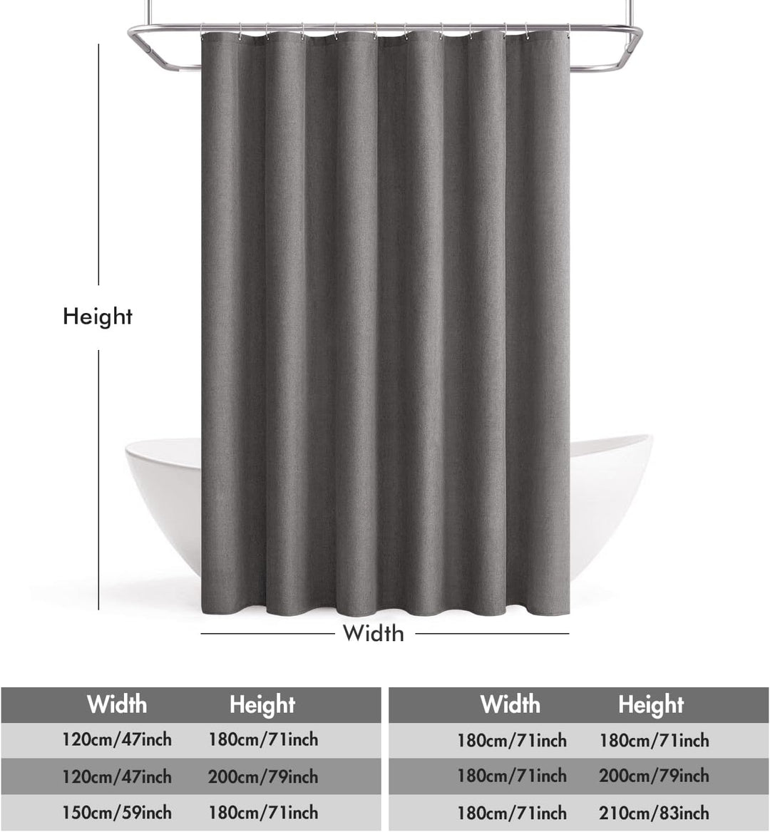 MIULEE Leinen Texturiert Duschvorhang 120x180 cm grau, Schwerer Hotel Luxus Polyester Wasserdicht Du