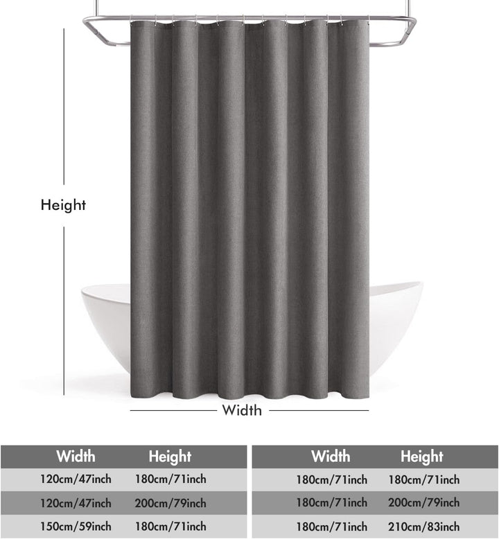 MIULEE Leinen Texturiert Duschvorhang 120x180 cm grau, Schwerer Hotel Luxus Polyester Wasserdicht Du