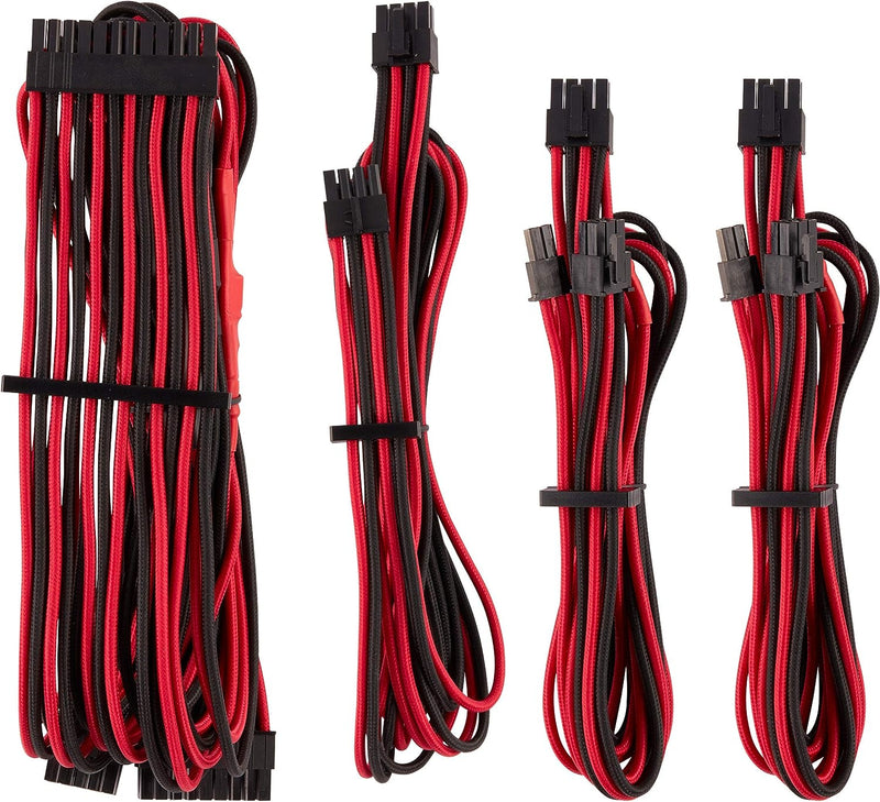 Corsair Premium Sleeved Netzteil Starter-Kabel-Set Typ4 (Generation 4-Serie) Rot/Schwarz Starter-Set