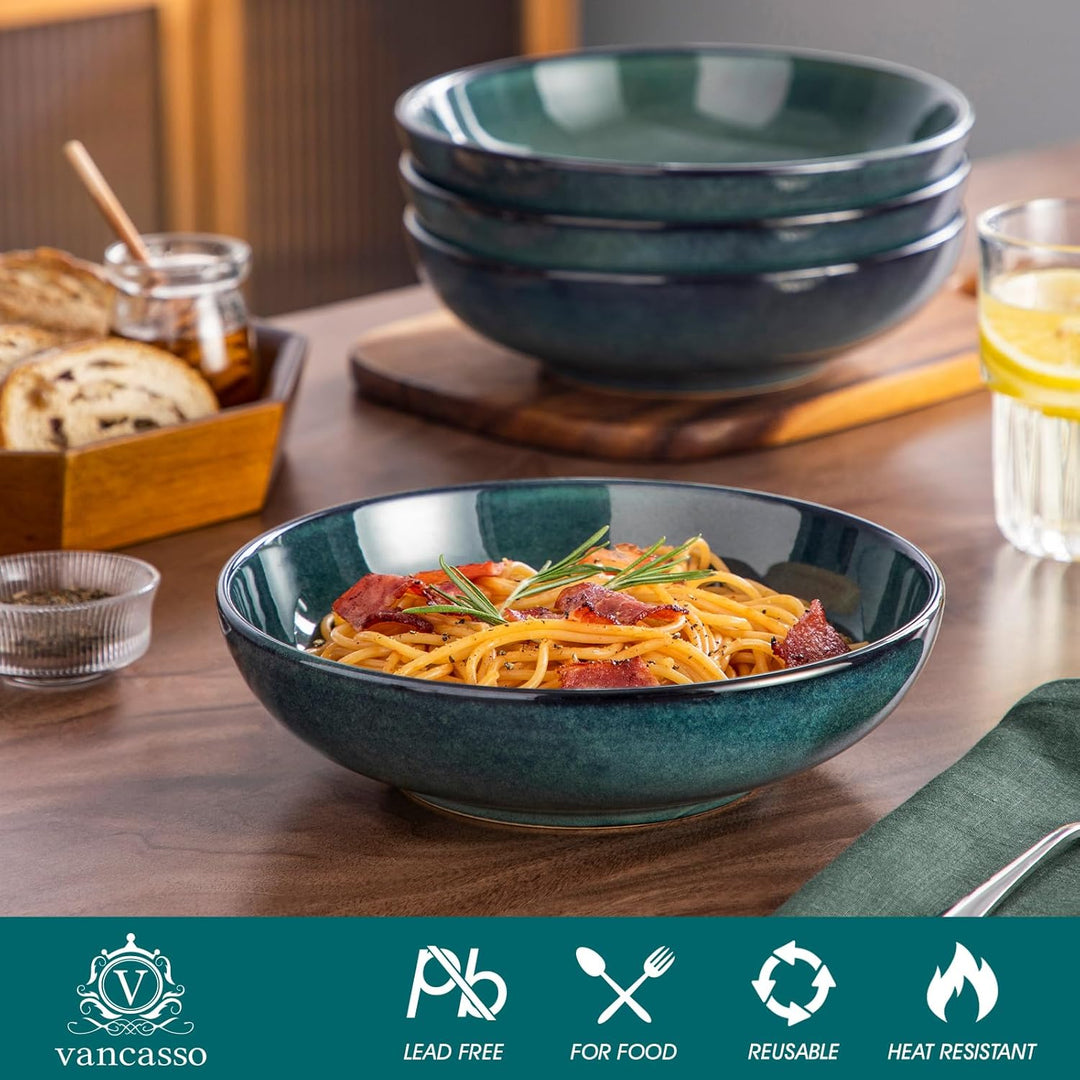 vancasso Stern Suppenteller 4er Set, 1140 Ml grossen Pastateller, Spaghetti Tiefteller, Nudelschalen