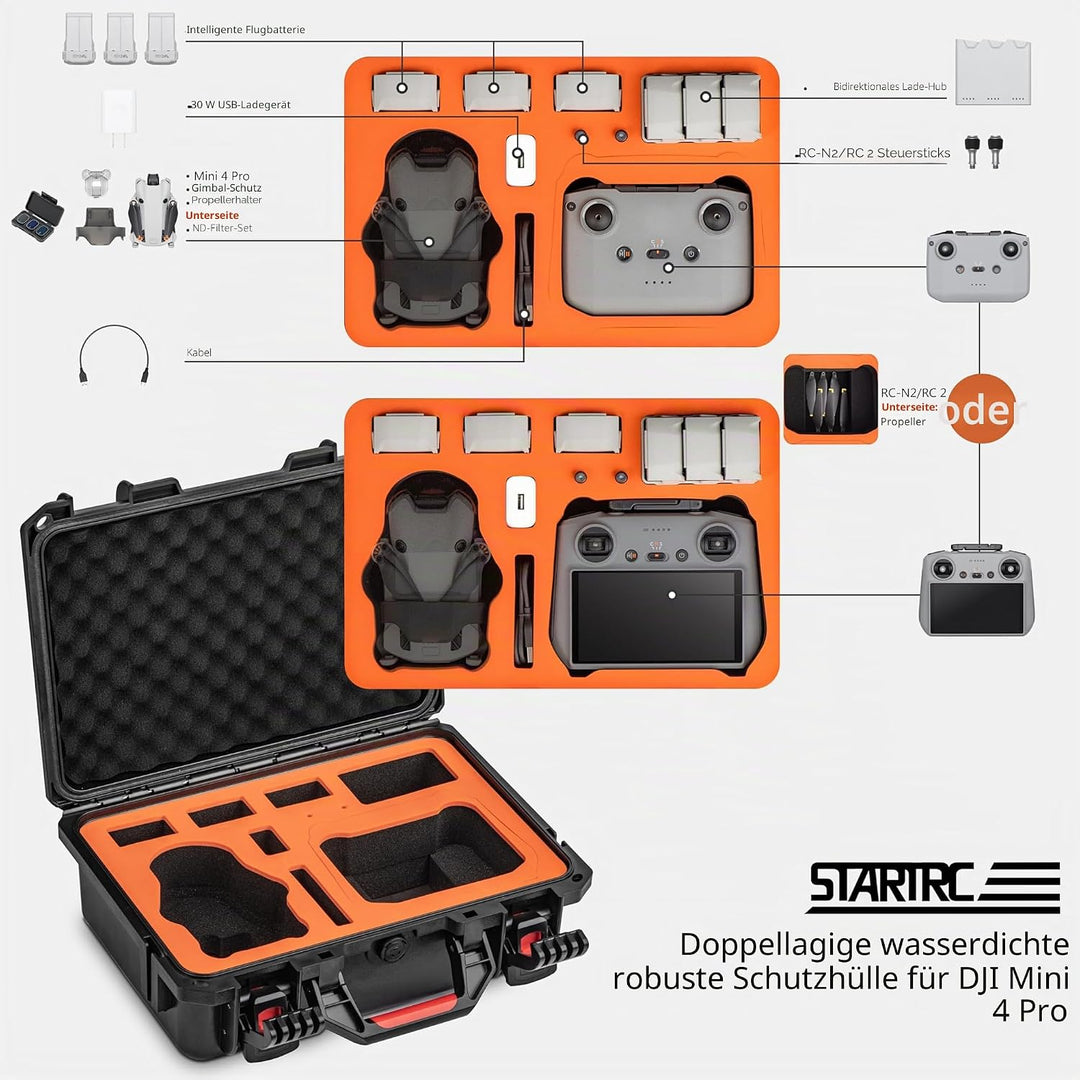 STARTRC Mini 4 Pro Waterproof Hard Case - Sichere Tragetasche für DJI Mini 4 Pro Fly More Combo Droh